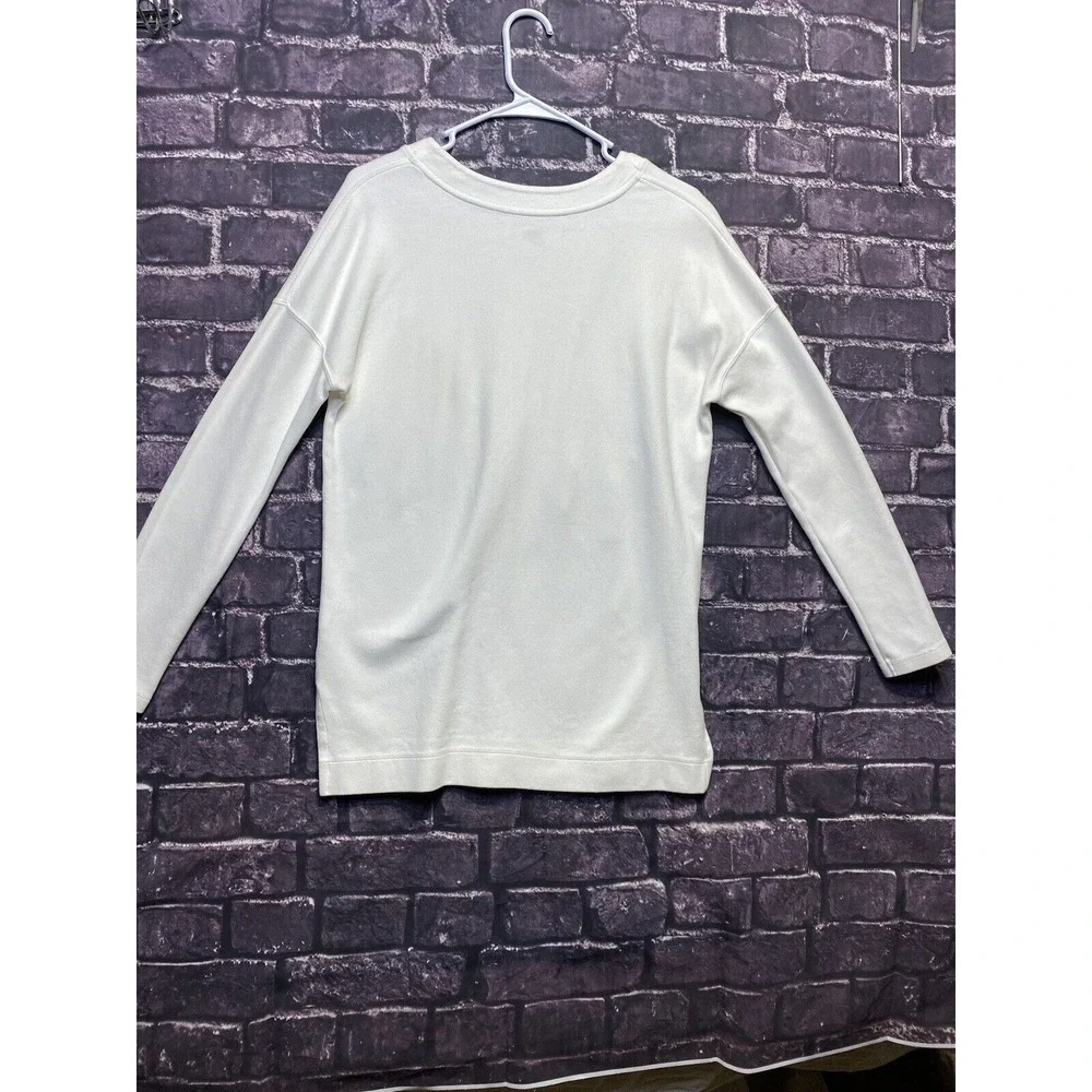 Nike Sweatshirt Women Small White Rally Metallic Fleece 652 Long Sleeve Gym Yoga
